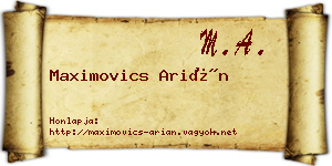 Maximovics Arián névjegykártya